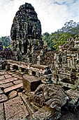 Angkor Thom - Bayon temple, second enclosure, corner towers seen from the central terrace 